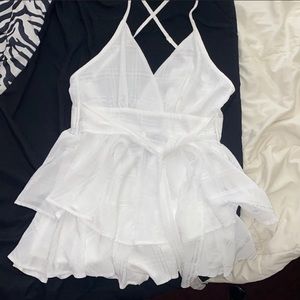 Pink Lily white romper